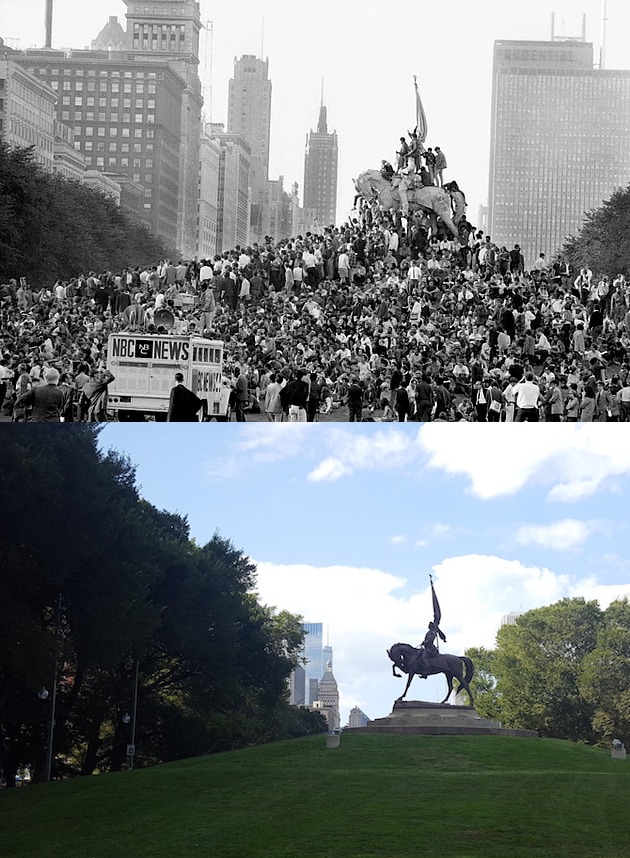 1968 DNC Logan Monument Chicago 1968 vs 2018