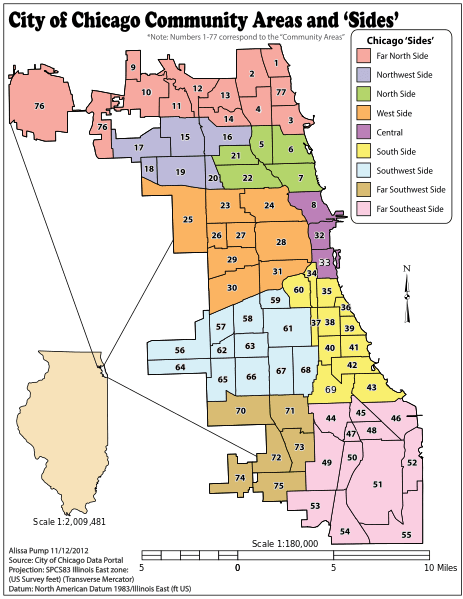 Chicago community areas map