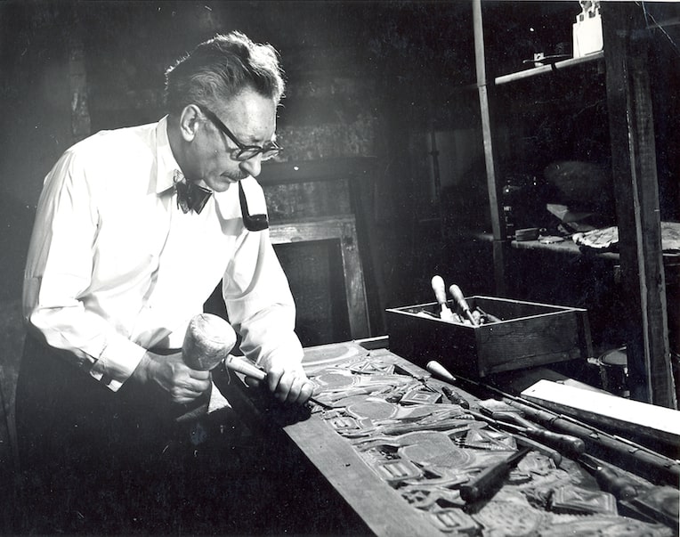 Edgar Miller wood carving studio