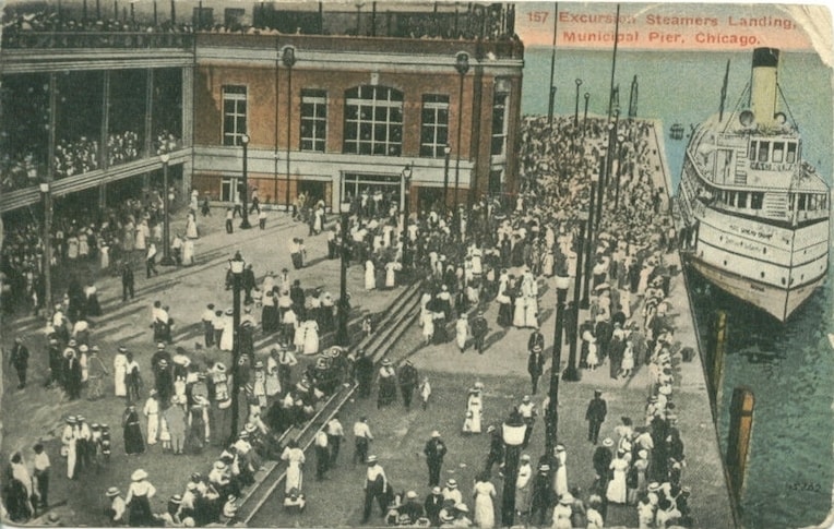 navy pier excursion steamers historic postcard chicago detours