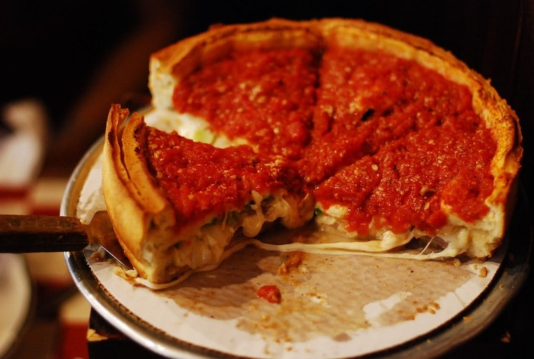 famous Chicago food history deep-dish pizza