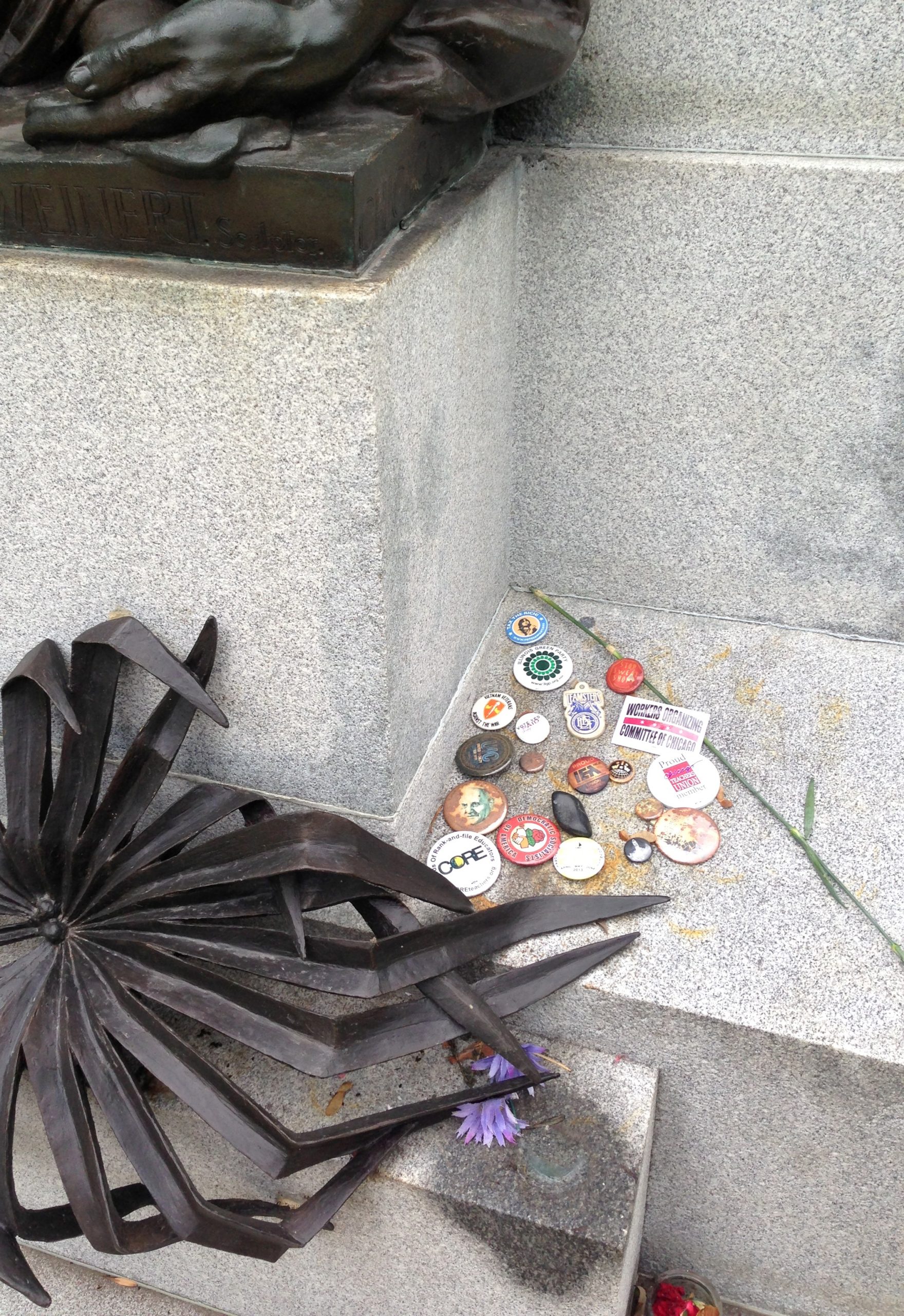 political buttons haymarket grave Chicago cemeteries