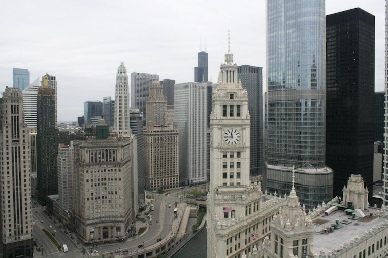 Tribune Tower view from the penthouse