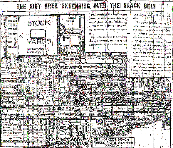 1919 Chicago race riots map