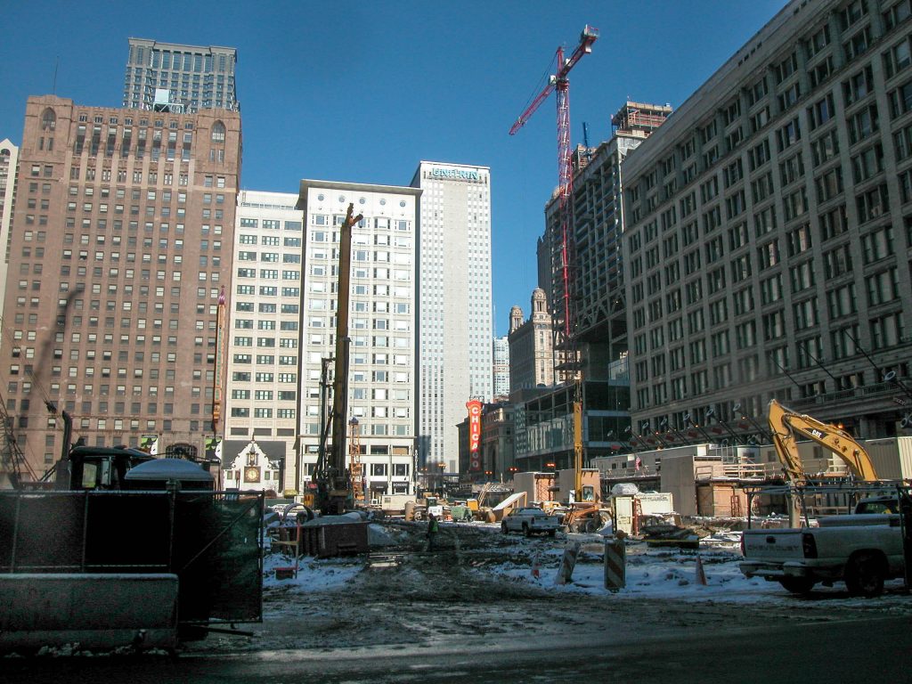Block 37 construction North Loop Redevelopment Chicago mega-development