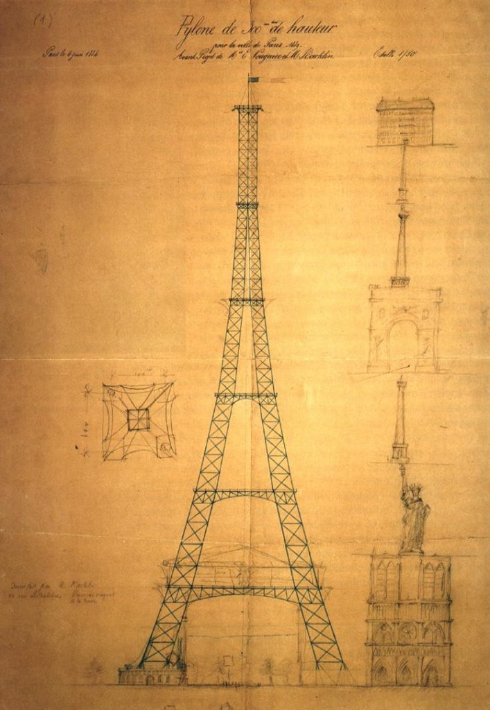 Eiffel Tower sketch height comparison