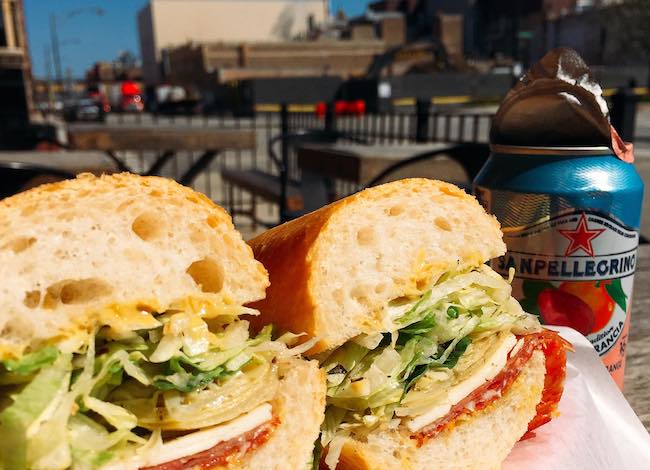 sub sandwiches from jp graziano deli fulton market food tour walking