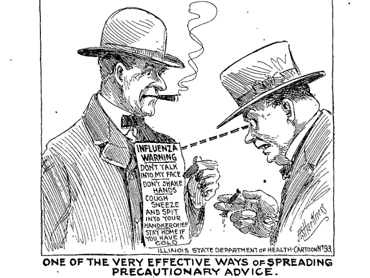 newspaper illustration of spanish flu in chicago